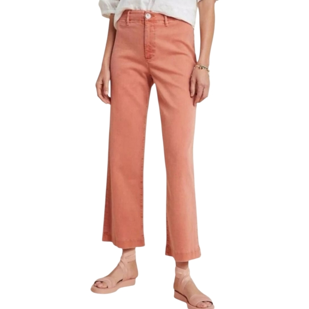 Paige Nellie Flat Front Wide Leg Jeans Salmon sz 28 NEW